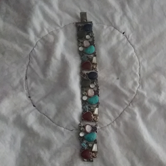 Mexican Sterling Silver and genuine stone bracelet